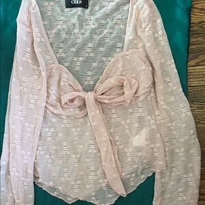 Cider Blush Sheer Bow Top size small